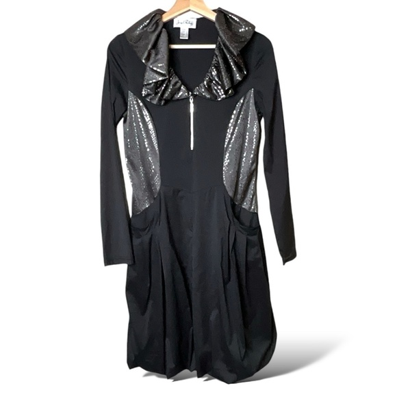 JOSEPH RIBKOFF Black Lightweight Bubble Hem Dress w/ Pockets & Side Zip US Sz 8 - Picture 4 of 14